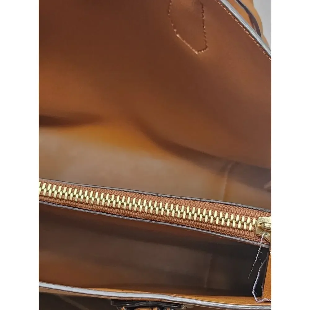 MICHAEL KORS Large Rollins Python Leather Satchel Acron Gold